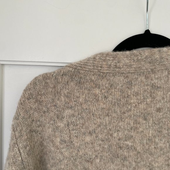 Toteme Cashmere Cardigan Sweater Beige Button Up Ribbed Trim V-Neck Large - Picture 13 of 13